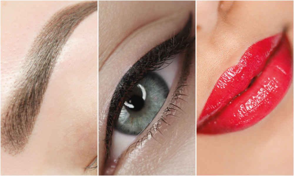 PMU wenkbrauwen, lippen, eyeliners in collage