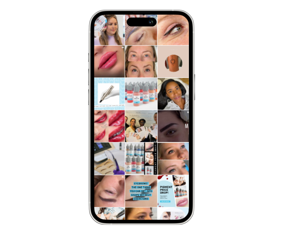 instagram feed met PMU resultaten en pigmenten van Nouveau Contour