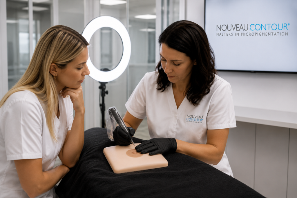 Areola pigmentatie op oefenpad in Nouveau Contour master class